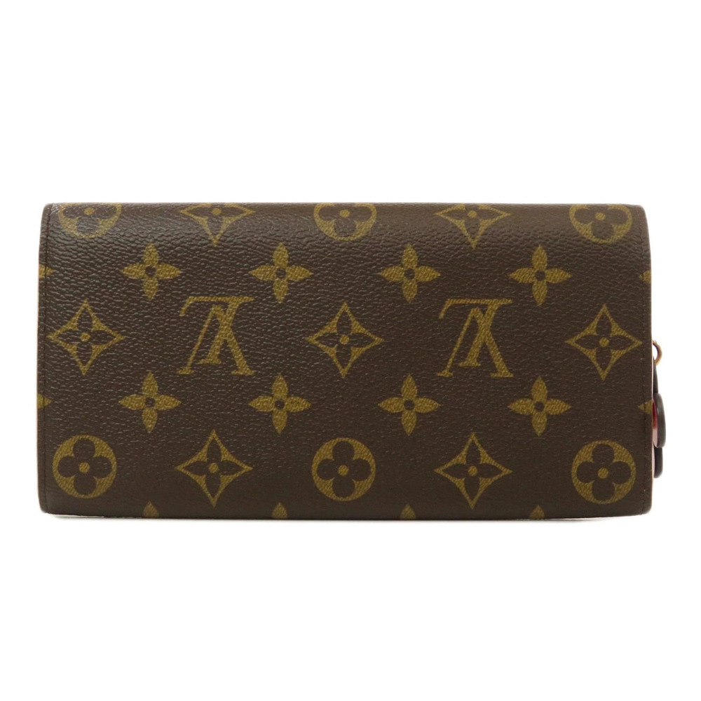 Louis Vuitton Monogram Wallet Canvas Long Portefeuille Flower Emilie Brown